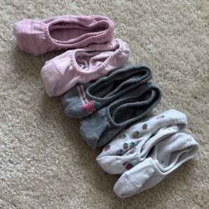Set of 5 No-Show Socks in Pink, Gray, and White